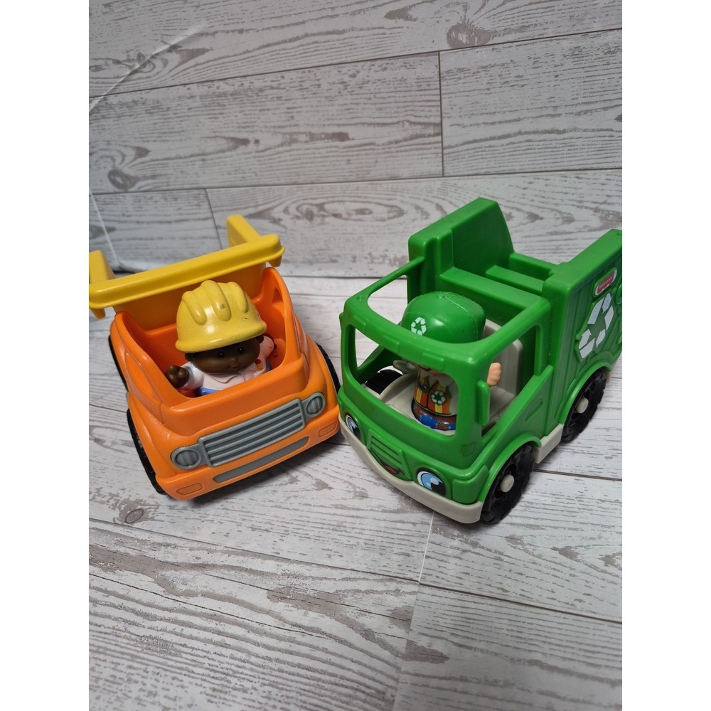 Fisher Price Garbage Truck With Little People And Dump Truck